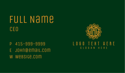 Gold Intricate Letter M  Business Card Image Preview