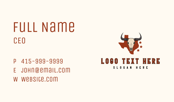 Texas Bull Skull Business Card Design Image Preview