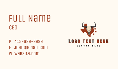 Texas Bull Skull Business Card Image Preview