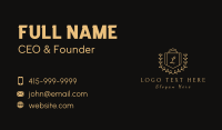 Golden Royal Shield Lettermark  Business Card Design