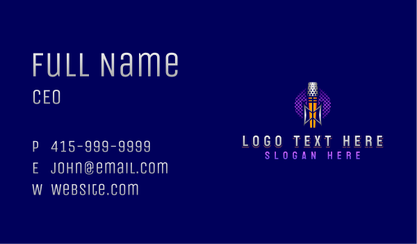 Podcast Recording Mic Business Card Design Image Preview