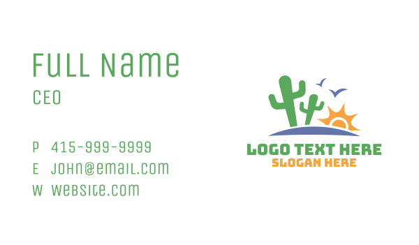 Cactus Sun Valley Desert Business Card Design Image Preview