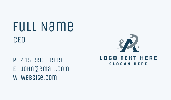 Construction Wrench Letter A Business Card Design Image Preview