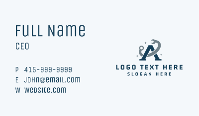 Construction Wrench Letter A Business Card Image Preview