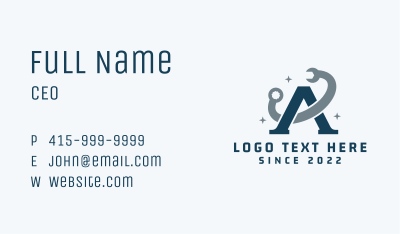Construction Wrench Letter A Business Card