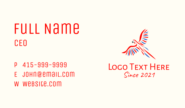 Wild Flying Parrot Business Card Design Image Preview