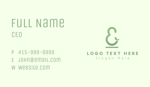 Green Leaf Ampersand Business Card Design Image Preview