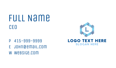 Blue Metallic Hexagon Business Card Image Preview