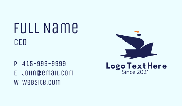 Blue Winged Boat  Business Card Design Image Preview