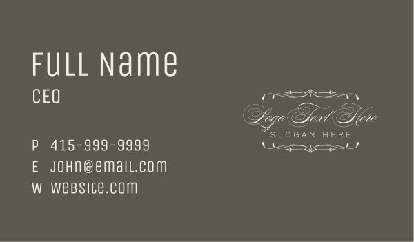 Classic Calligraphy Wordmark Business Card Design Image Preview