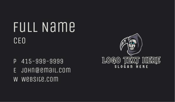 Spooky Skull Reaper Business Card Design Image Preview