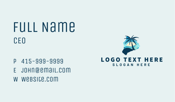 Hawaii Beach Summer Wave  Business Card Design Image Preview