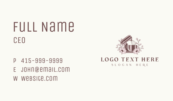 Rustic Floral Baking Mixer Business Card Design Image Preview