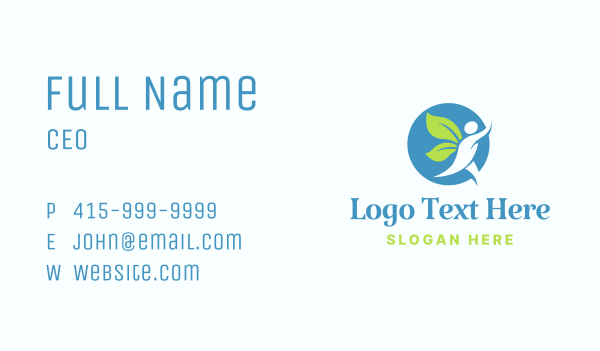 Wellness Human Leaf Wings Business Card Design Image Preview