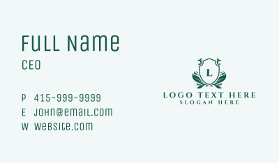 Green Shield Lettermark Business Card Image Preview