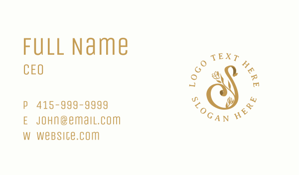 Floral Gold Letter S Business Card Design Image Preview