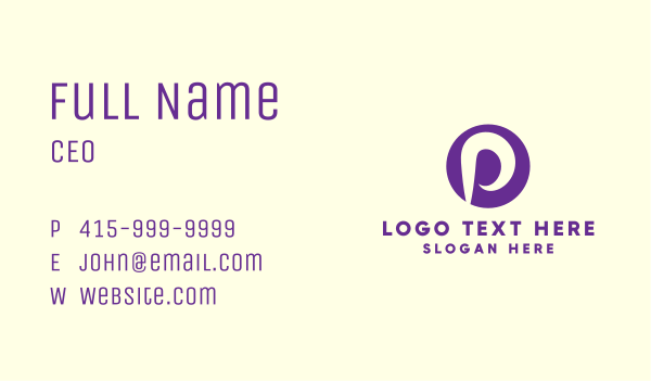 Purple Letter P Business Business Card Design Image Preview