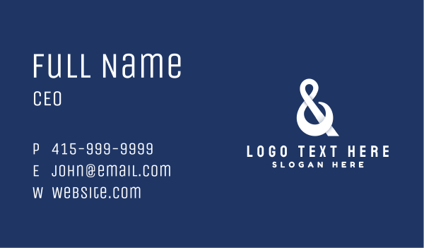 Stylish White Ampersand Business Card Design Image Preview