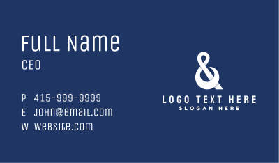 Stylish White Ampersand Business Card