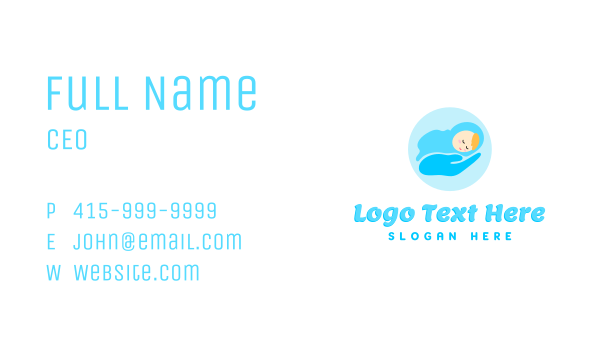 Blue Newborn Hand Business Card Design Image Preview