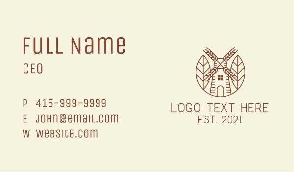 Windmill Farm Agriculture Business Card Design Image Preview