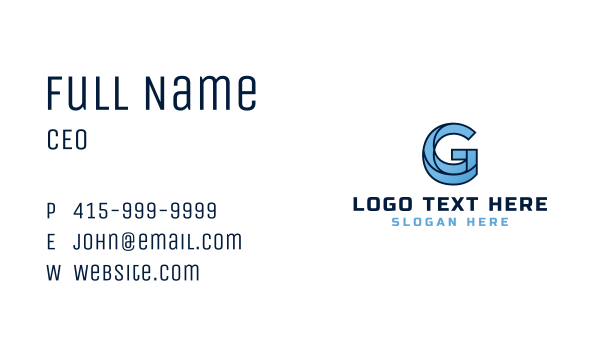 Blue G Outline Business Card Design Image Preview