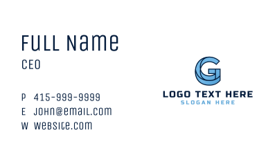 Blue G Outline Business Card Image Preview