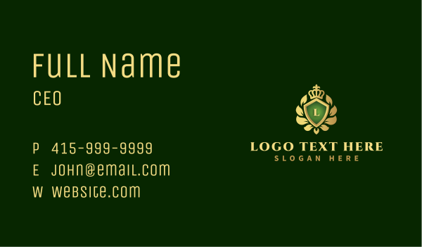 Crown Shield Leaf Business Card Design Image Preview