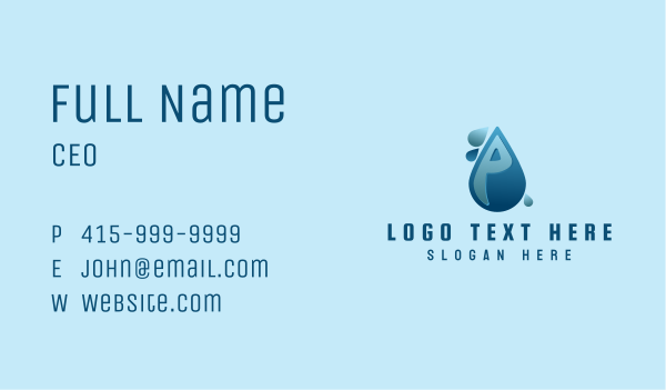 Water Droplet Letter P Business Card Design Image Preview