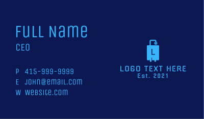 Blue Tech Luggage Letter Business Card Image Preview