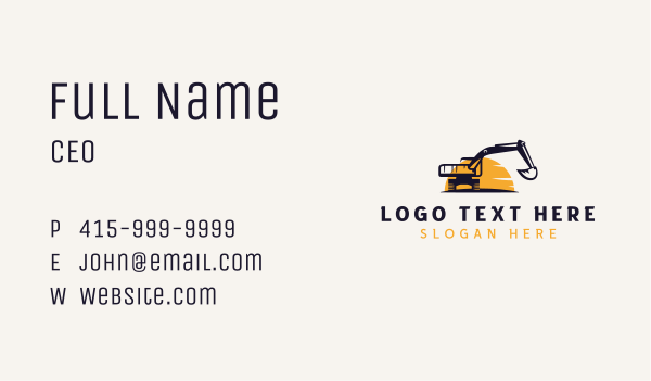 Heavy Equipment Excavator Machinery Business Card Design Image Preview