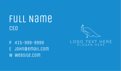 Blue White Peacock Business Card Image Preview