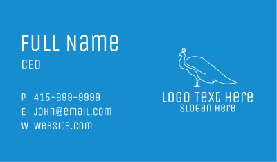 Blue White Peacock Business Card