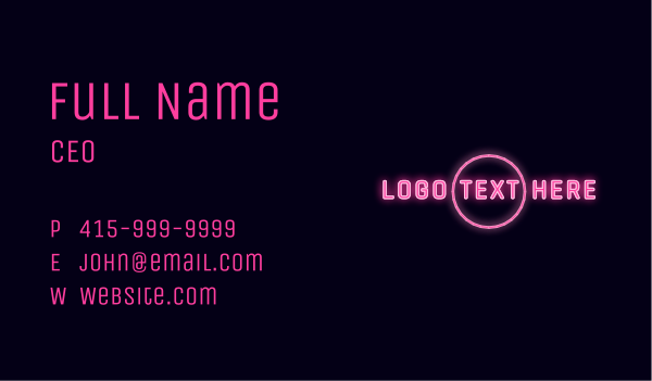 Neon Sign Circle Business Card Design Image Preview