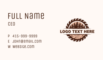 Saw Woodcutting Tree Business Card Image Preview