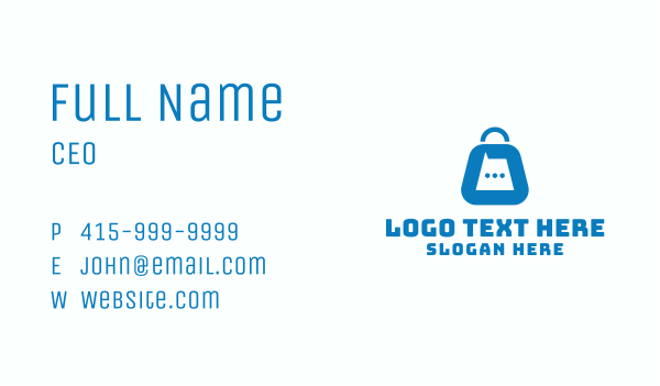 Blue Shopping Bag Chat Business Card Design Image Preview