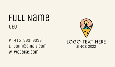 Camping Teepee Pin Location  Business Card Image Preview