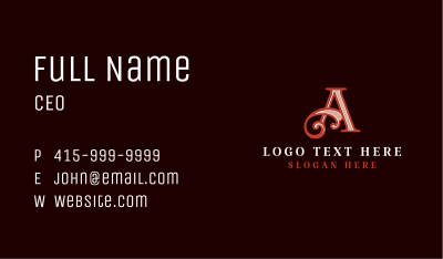 Decorative Victorian Letter A Business Card Image Preview