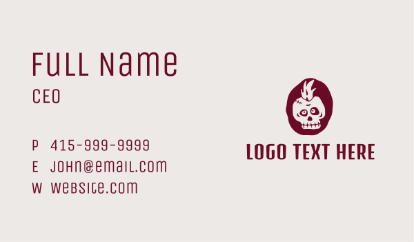 Grim Mohawk Skull Business Card Design Image Preview