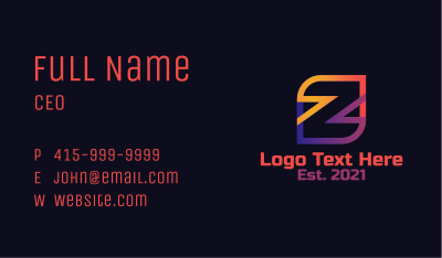 Colorful Letter Z Business Card