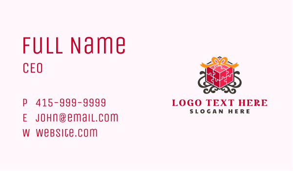 Puzzle Gift Cube Business Card Design Image Preview