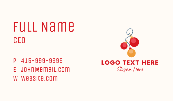 Holiday Christmas Balls Business Card Design Image Preview