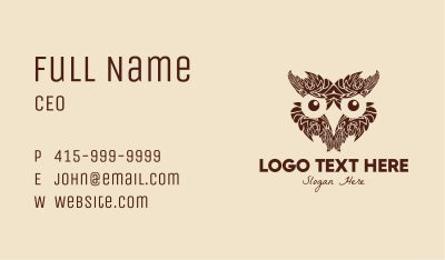 Feather Owl Face Business Card Image Preview