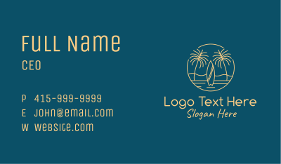 Yellow Tropical Surfboards Business Card
