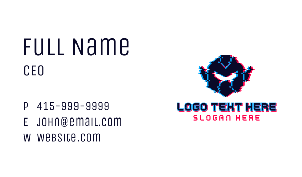 Robot Glitch Gaming Business Card Design Image Preview