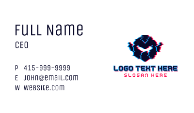 Robot Glitch Gaming Business Card Image Preview