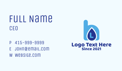 Water Drink Letter Business Card Image Preview