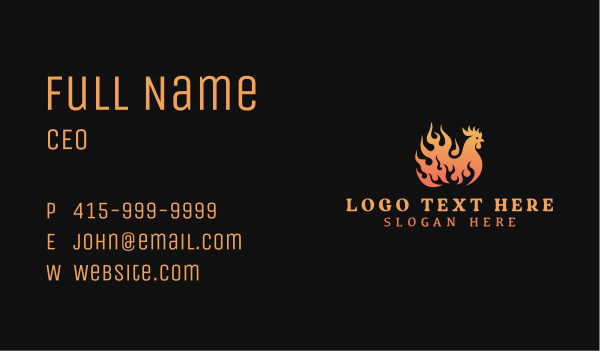 Flame Chicken Barbecue Business Card Design Image Preview