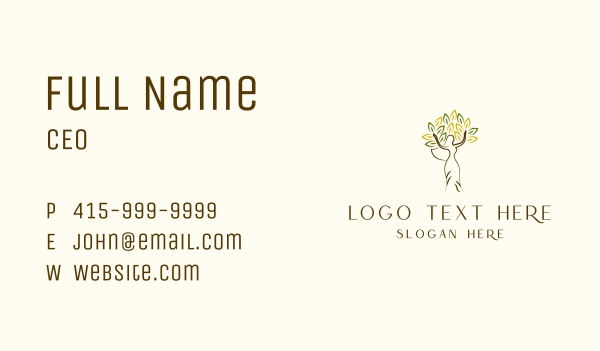 Woman Tree Leaves Business Card Design Image Preview