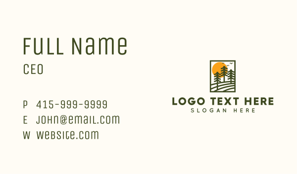 Pine Tree Sunset Business Card Design Image Preview